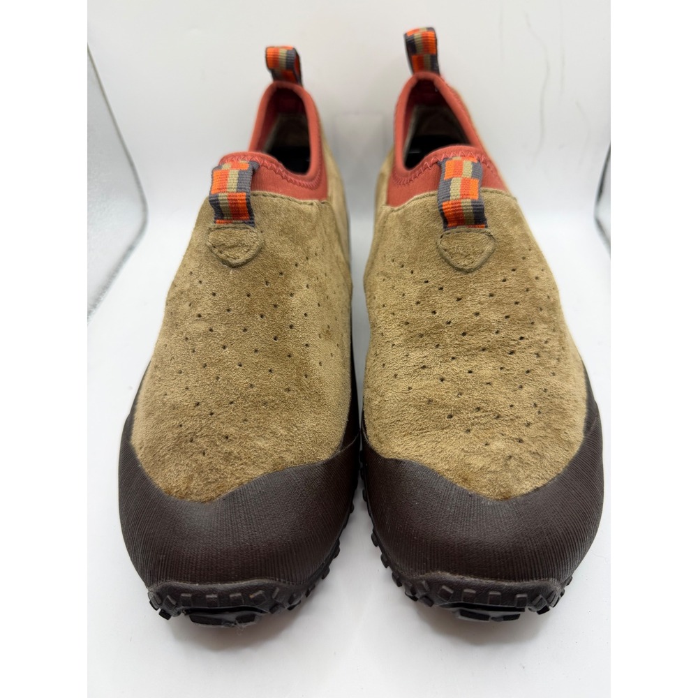 Merrell Jungle Moc Tan Suede Slip On Hiking Shoes Womens 7 Brown Orange Accent